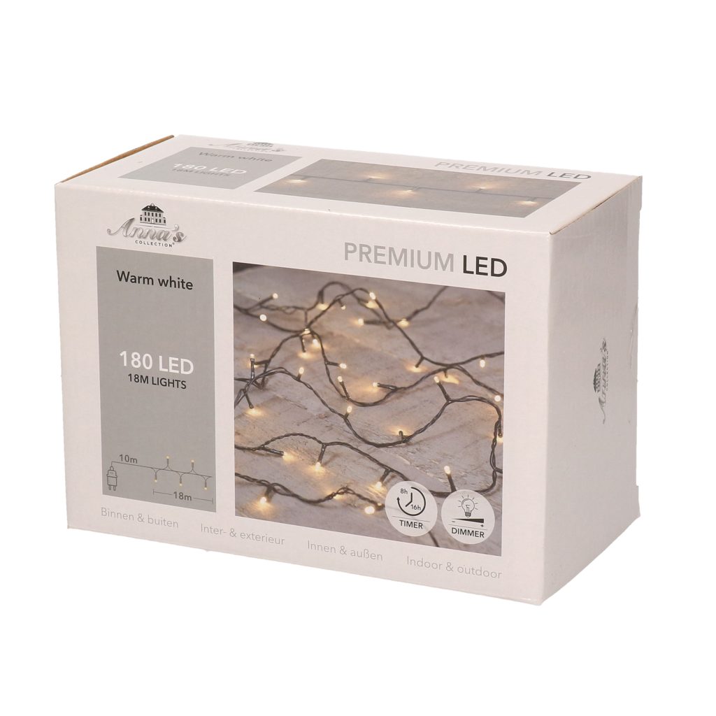 Kerstverlichting - 180 LED lampjes - warm wit - 18 m - kerstlampjes - lichtsnoer