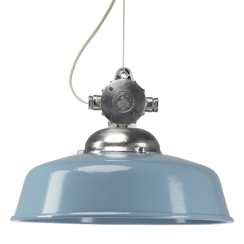 Hanglamp aan ketting Detroit Retro aluminium met Blauwe deksel