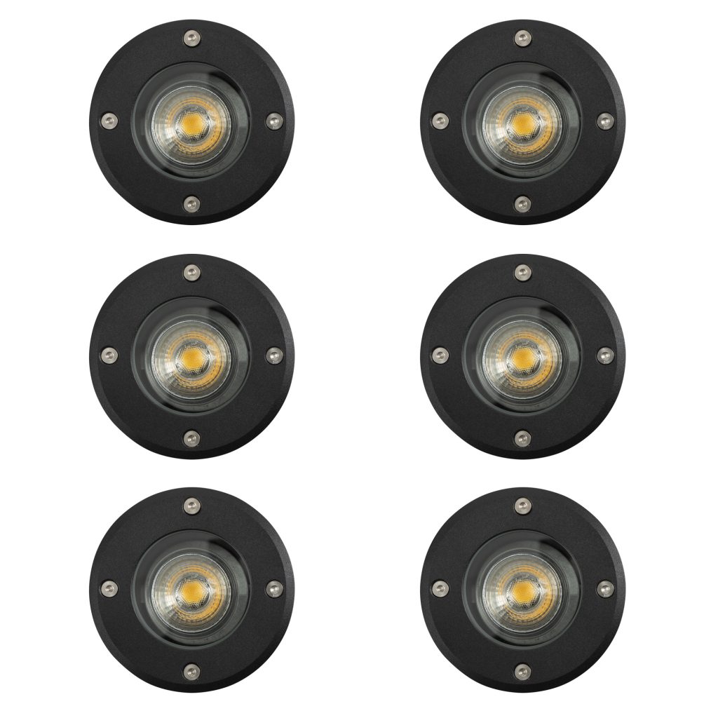 Grondspot LED Ø11 Rond Zwart set (6-stuks)