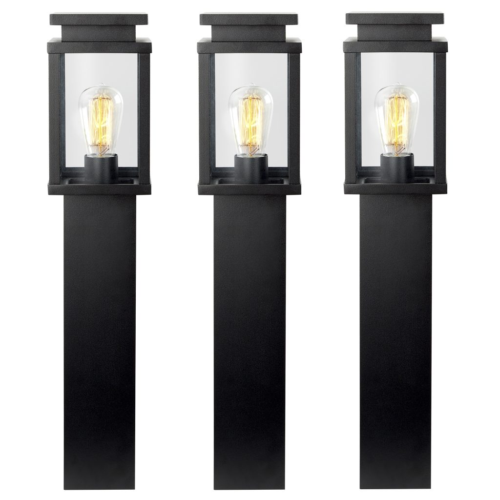 3x Jersey Tuinlamp Zwart 60cm met LED