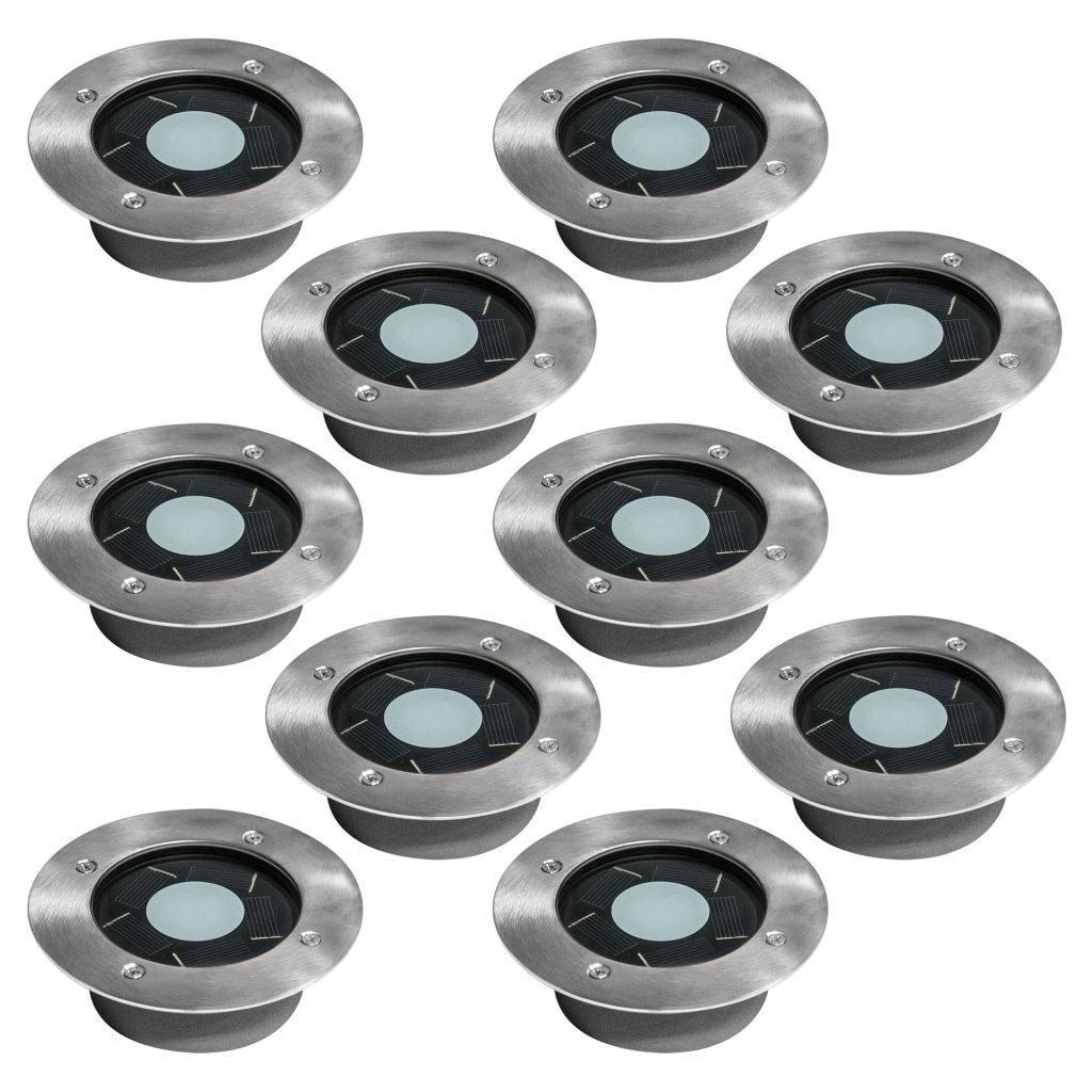 Set 10 stuks Puck grondspot solar LED