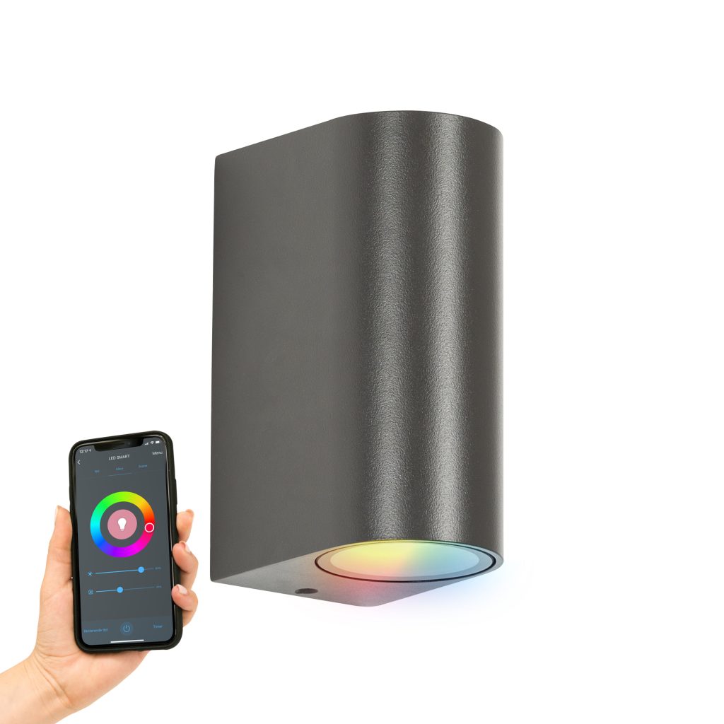 Flash Up&Down Muurlamp Antraciet met Smart Color LED