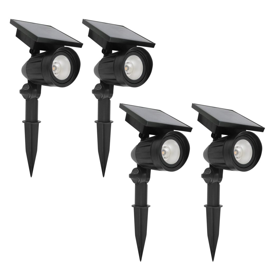 Set 4 stuks LED Solar tuinspot zwart