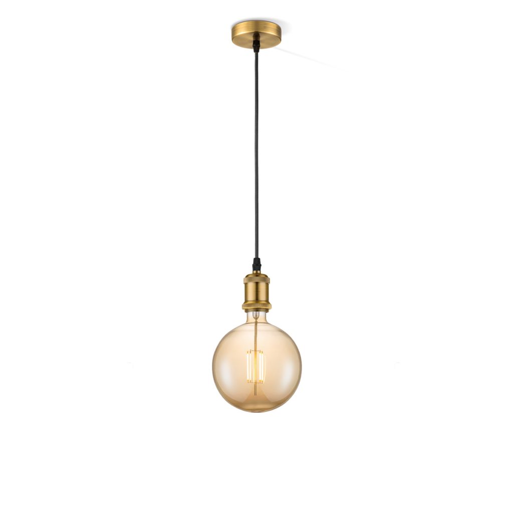 Light depot - hanglamp Vintage Globe g180 - Brons - amber - Outlet