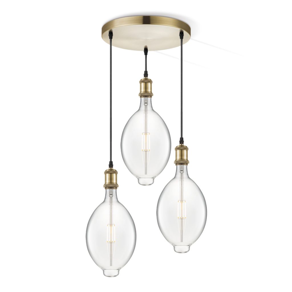 Light depot - hanglamp Vintage brons 3L Oval - helder - Outlet