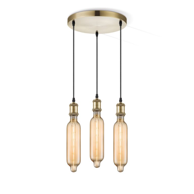 Light depot - hanglamp Vintage brons 3L Tube - amber - Outlet