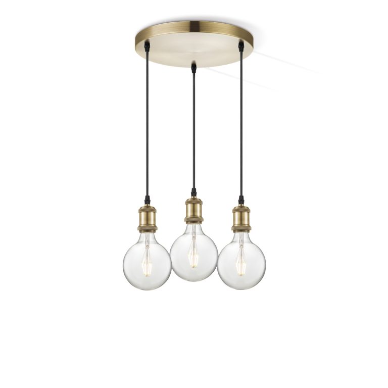 Light depot - hanglamp Vintage brons 3L Globe g125 - helder - Outlet