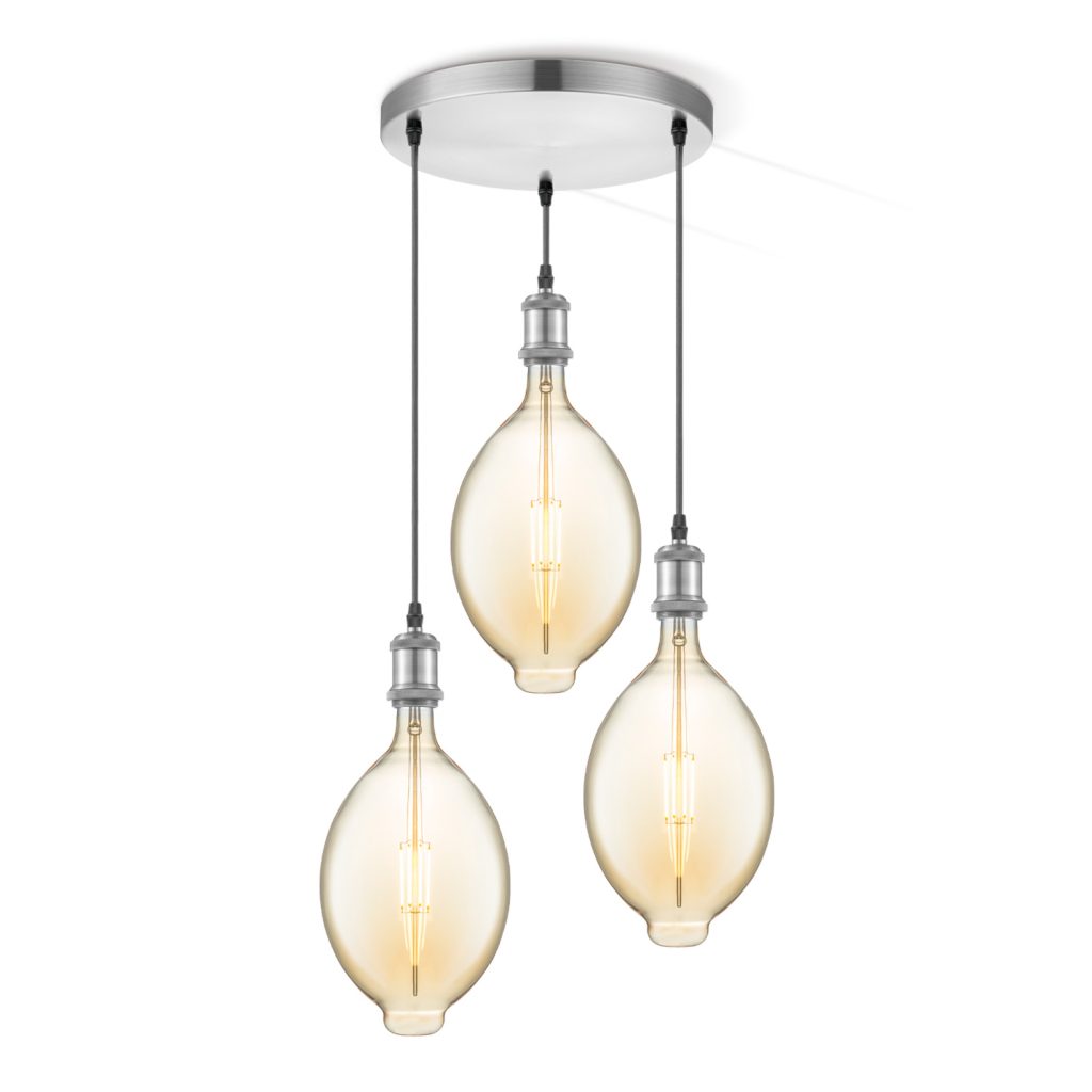 Light depot - hanglamp Vintage 3L Oval - amber - Outlet