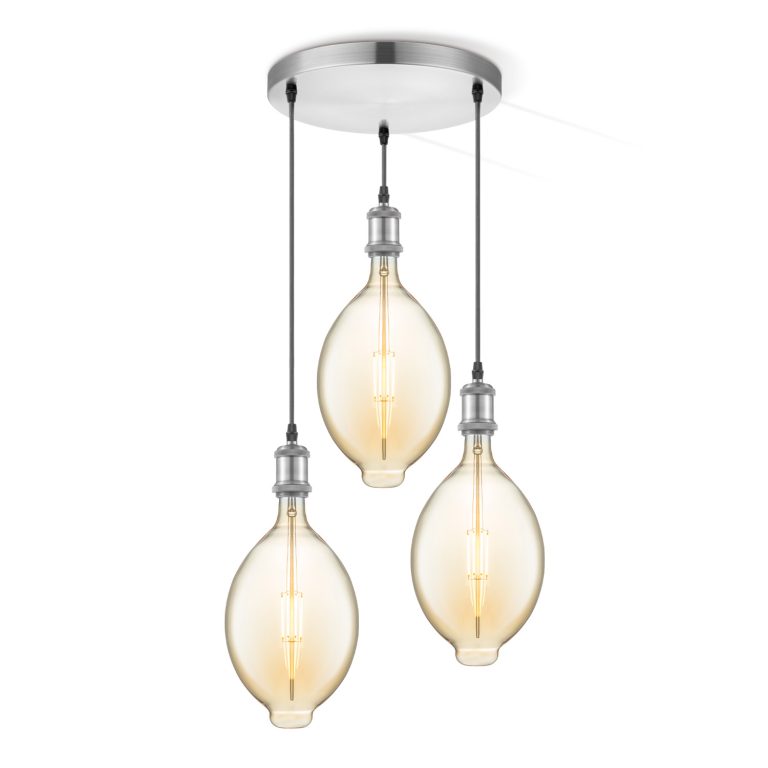 Light depot - hanglamp Vintage 3L Oval - amber - Outlet
