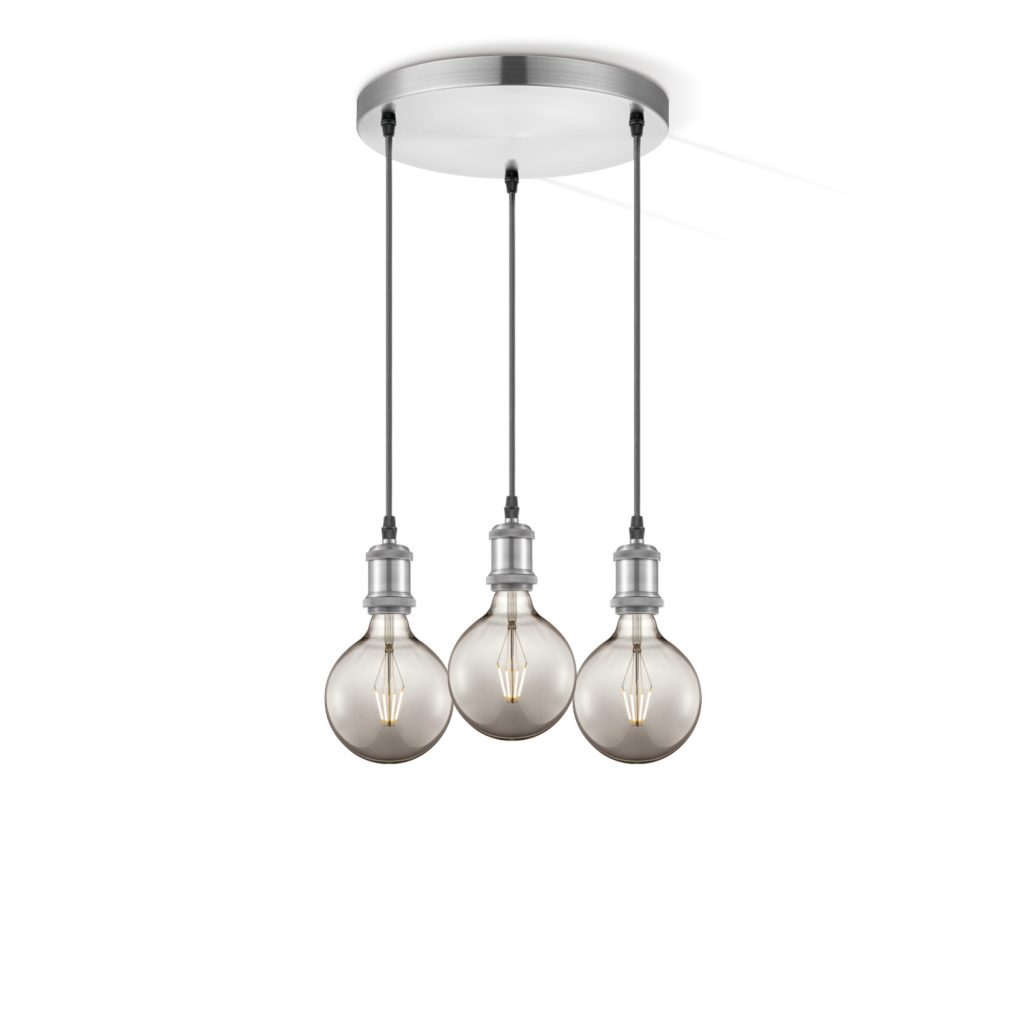 Light depot - hanglamp Vintage 3L Globe g125 - smoke - Outlet