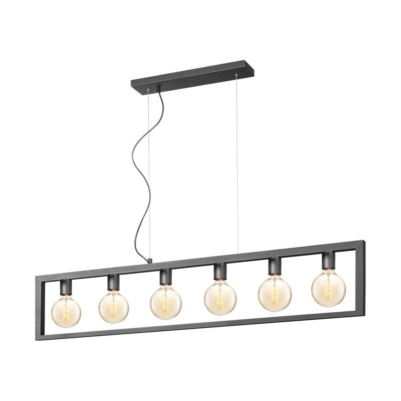 Home sweet home hanglamp Fito 6L rechthoek vlak - zwart