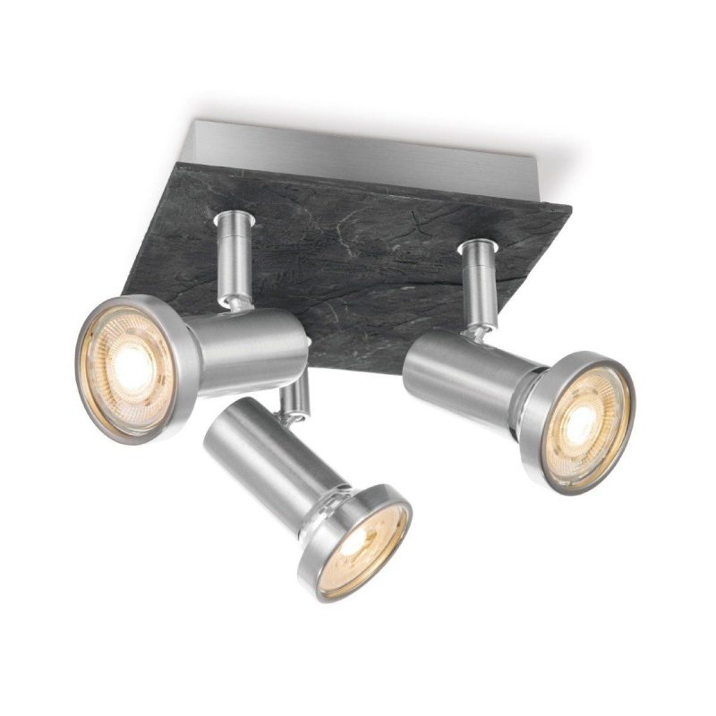 Home sweet home LED opbouwspot Stone 3L 16 cm - mat staal