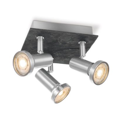 Light depot - LED opbouwspot Stone 3 lichts - 16,5 cm - mat staal - Outlet