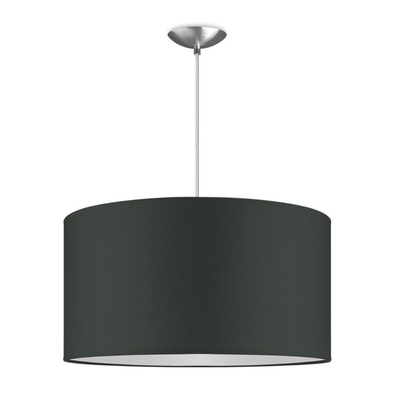 hanglamp Bling-Basic, lampenkap 50/50/25cm, gemaakt van stof en metaal, geschikt voor E27 LED lamp, antraciet, pendel lengte 100 cm, Pendellamp geschikt voor woonkamer, slaapkamer, keuken