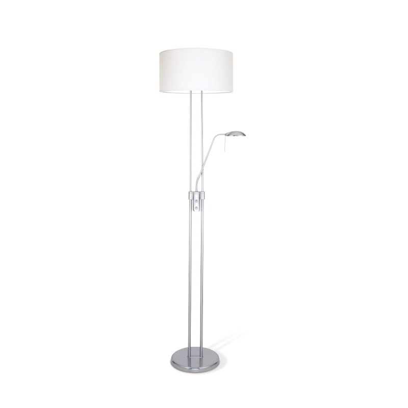 Light depot - vloerlamp Up mat staal - lampenkap wit - Outlet