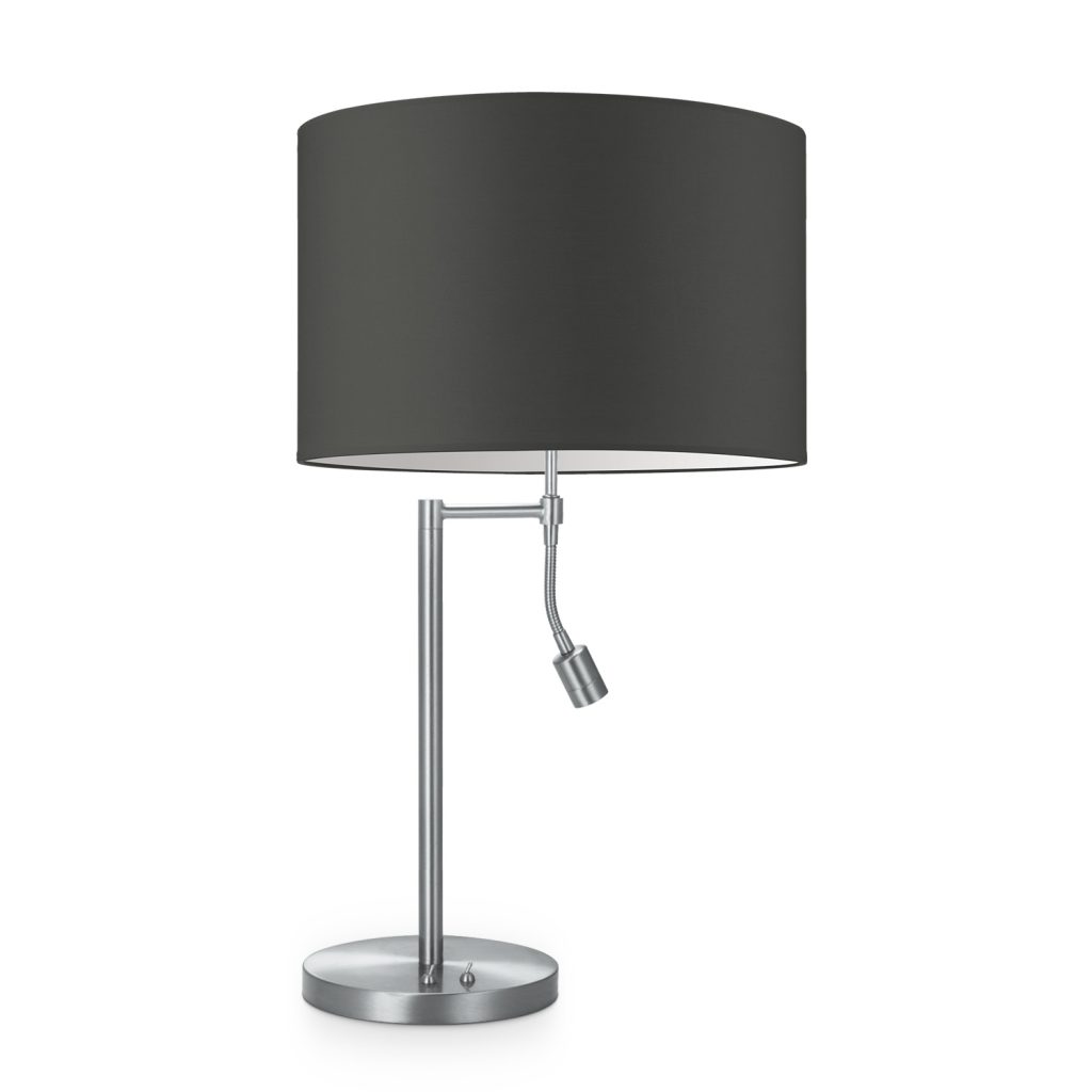 Moderne tafellamp Bling - antraciet - tafellamp Read inclusief lampenkap en verstelbare LED Leeslamp lampenkap 35/35/21cm - hoogte 47 cm - geschikt voor E27 LED lamp - Tafellamp geschikt voor woonkamer, slaapkamer, thuiskantoor