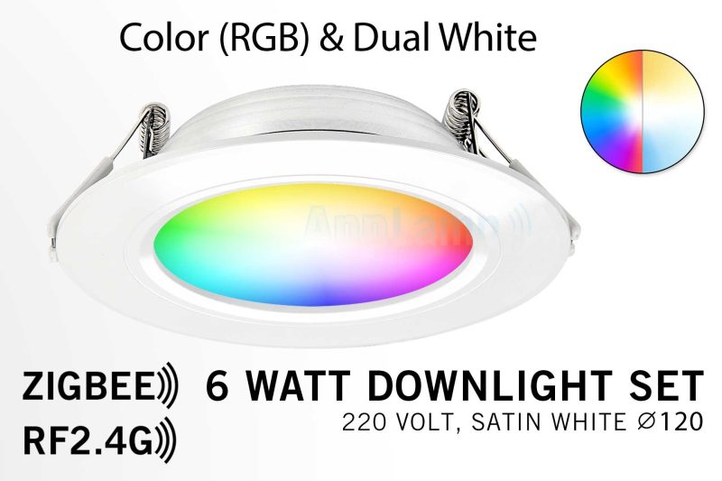 Mi·Light Mi-Light Zigbee 3.0+RF 6W RGB+CCT LED Inbouwspot 220V Satijn Wit