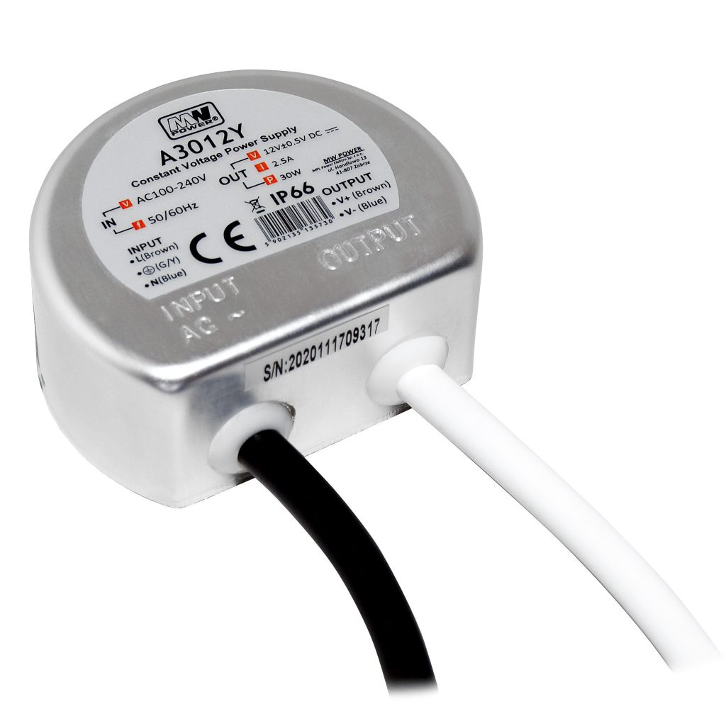 MWPower Mini Waterdichte Voeding Ø58mm - DC 12V 30 Watt 2.5A - IP66