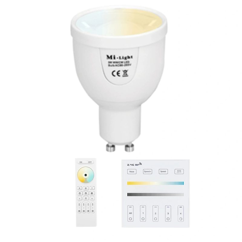 Milight dual white led lamp set met afstandsbediening 5w gu10