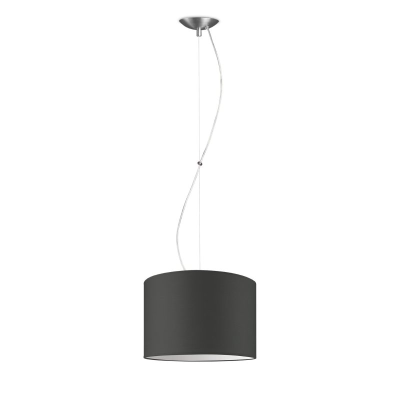 hanglamp Bling-Deluxe, lampenkap 30/30/20cm, gemaakt van stof en metaal, geschikt voor E27 LED lamp, antraciet, pendel lengte 100 cm, Pendellamp geschikt voor woonkamer, slaapkamer, keuken