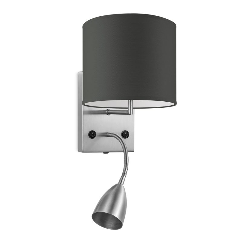 Moderne wandlamp Bling - antraciet - wandlamp Read inclusief lampenkap en LED Leeslamp lampenkap 20/20/17cm - geschikt voor E27 LED lamp - Wandlamp geschikt voor woonkamer, slaapkamer, corridor