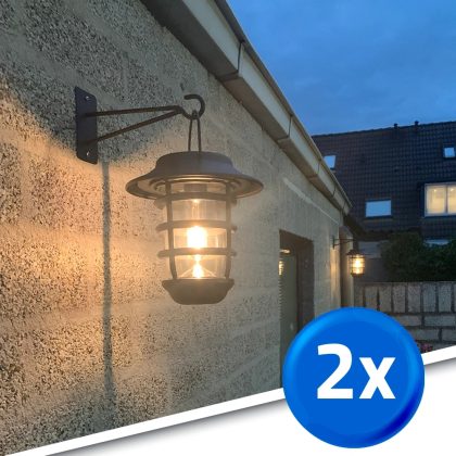 2 stuks zwarte solarlamp sting - hanglamp, priklamp en tafellamp-in 1