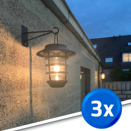 3 stuks zwarte solarlamp sting - hanglamp, priklamp en tafellamp-in 1