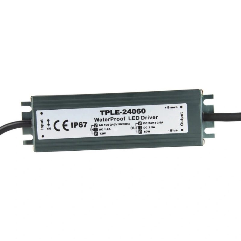 60 watt - 24v / 2,5a waterdichte adapter voor zigbee buitenverlichting