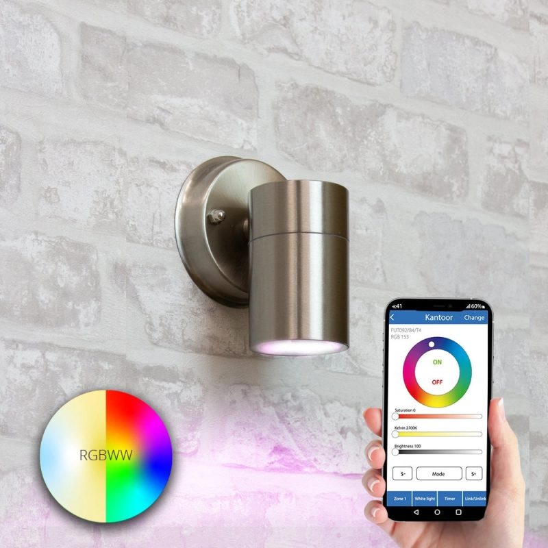 Aluminium wandlamp voor buiten met slimme milight gu10 spot - rond