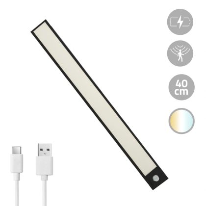 Kastverlichting met sensor - dual white - 40cm - oplaadbaar - zwart