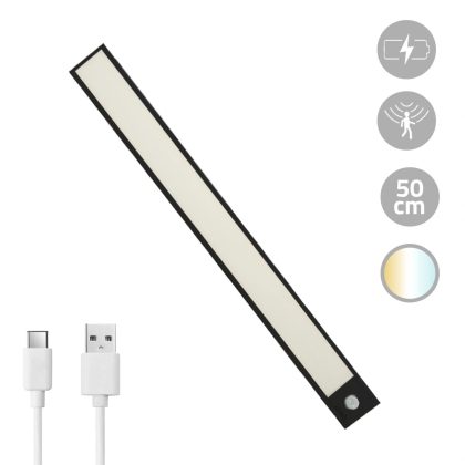Kastverlichting met sensor - dual white - 50cm - oplaadbaar - zwart