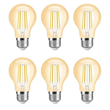 Slimme filament zigbee led lamp - dual white 7w e27 fitting - a60 model colored - voordeelset 6 stuks