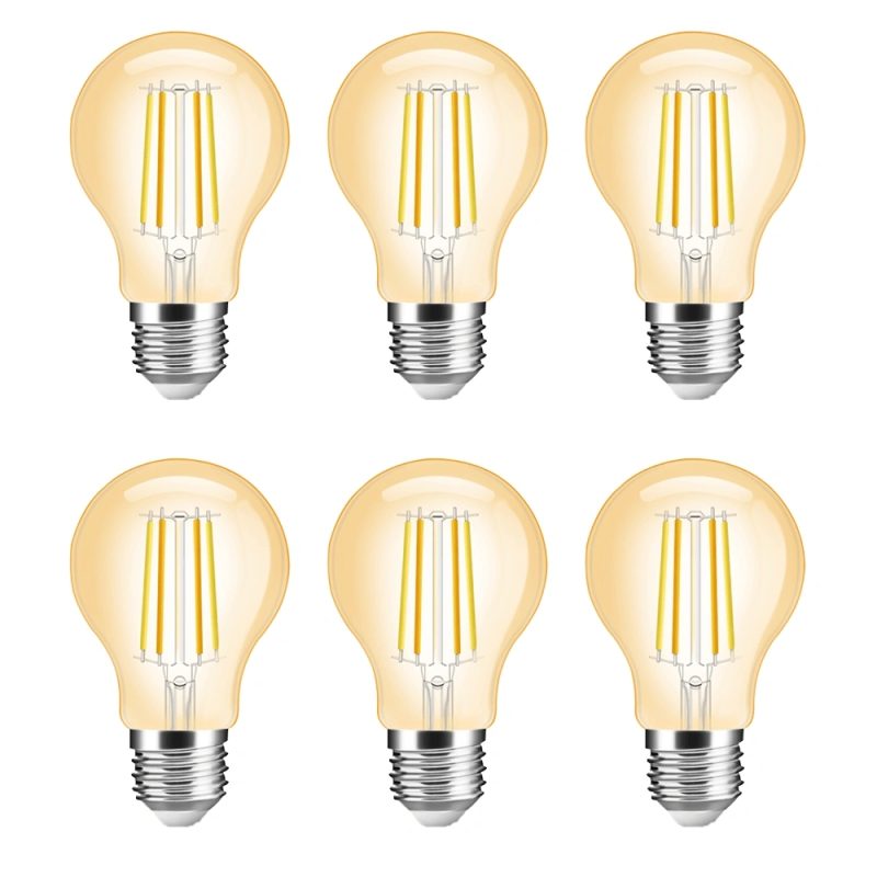 Slimme filament zigbee led lamp - dual white 7w e27 fitting - a60 model colored - voordeelset 6 stuks
