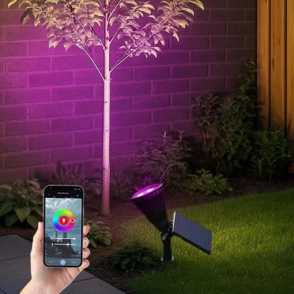 Slimme solar spot highlight RGB met grondspies - bedienen via de smart life app