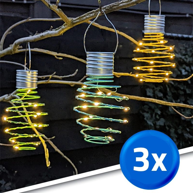 Solar hanglamp fiesta op zonne energie - set met meerdere kleuren - set van 9 stuks