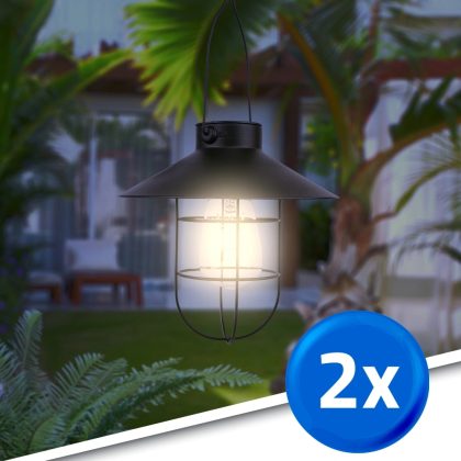 Solar hanglamp harper op zonne-energie - met filament led lamp - voordeelset 2 stuks