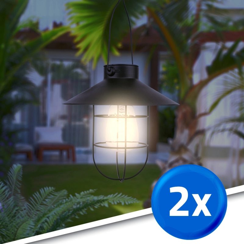 Solar hanglamp harper op zonne-energie - met filament led lamp - voordeelset 2 stuks