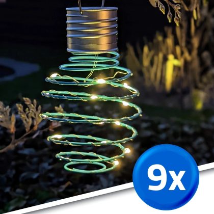 Solar led hanglamp fiesta blue op zonne energie - set van 9