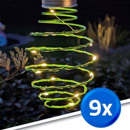Solar led hanglamp fiesta green op zonne energie - set van 9