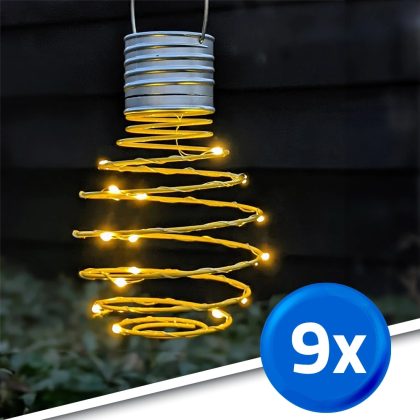 Solar led hanglamp fiesta yellow op zonne energie - set van 9