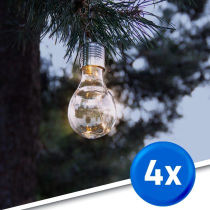 Solar led lamp eddy gloeilamp deco - set van 4 - op zonne energie