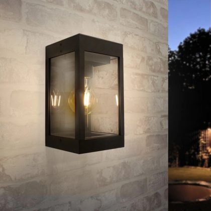 Solar led wandlamp cube met filament led lamp