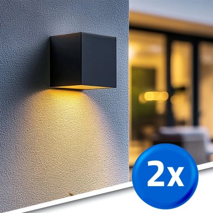 Solar led wandlamp op zonne energie sven recht - voordeelset van 2 stuks