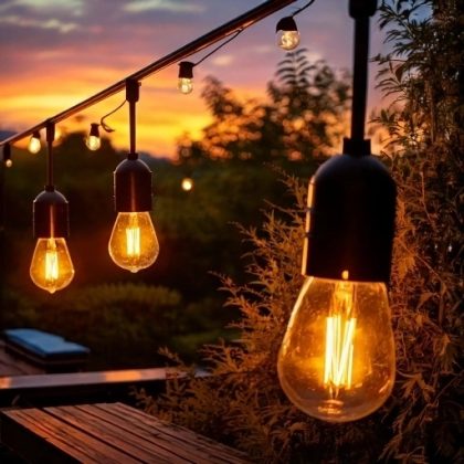 Solar lichtslinger chain met 15 led filament lampen