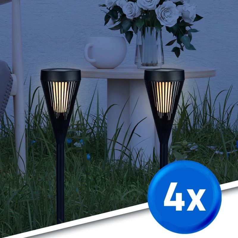 Solar priklamp norah met vlameffect - set van 4 stuks