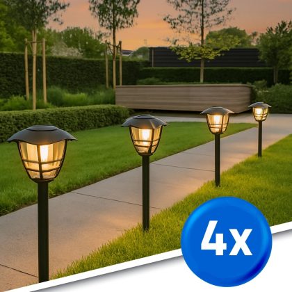 Solar priklamp prickle met warm wit licht voordeelset van 4