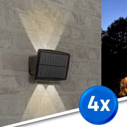 Solar up down wandlamp njord met warm wit licht - voordeelset van 4