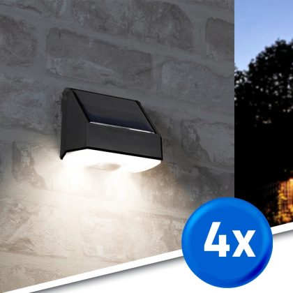 Solar wandlamp beam met schemer- en bewegingssensor op zonne-energie set van 4 stuks