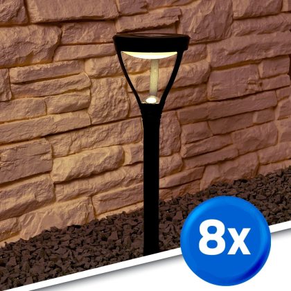 Voordeelset 8x solar priklamp birdie zwart met warm wit licht