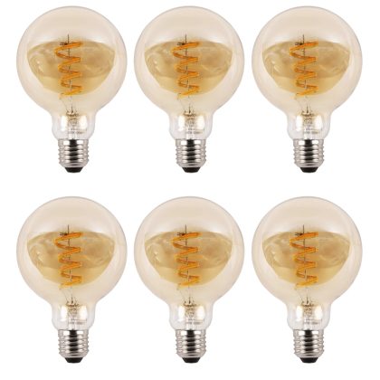 Zigbee e27 spiraal filament lamp dual white g95 amberkleurig - voordeelset van 6